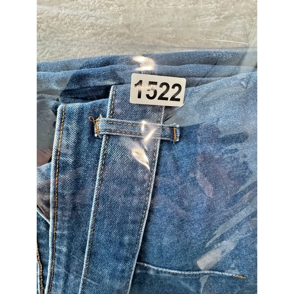 Forever 21 Womens Size 16 Denim Jogger Jeans‎ Blue High Rise Belted Tapered